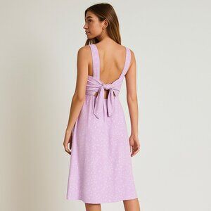 Pact Fit & Flare Tie Back Floral Dress Size M Lavender Cottage‎ Flirty Feminine